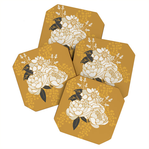 Lathe & Quill Glam Florals Gold Coaster Set