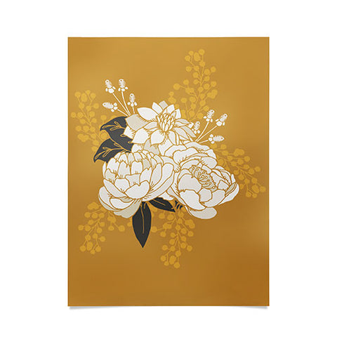 Lathe & Quill Glam Florals Gold Poster