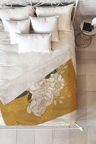 Lathe & Quill Glam Florals Gold Fleece Throw Blanket
