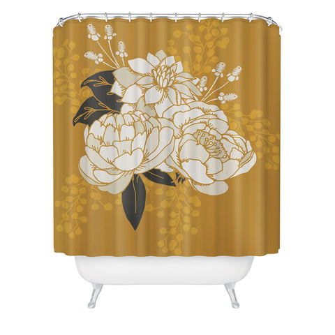 Lathe & Quill Glam Florals Gold Shower Curtain