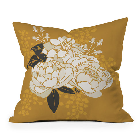 Lathe & Quill Glam Florals Gold Outdoor Throw Pillow