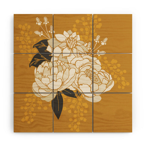 Lathe & Quill Glam Florals Gold Wood Wall Mural