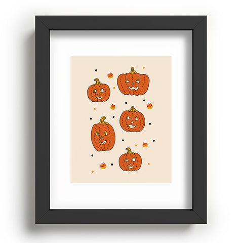 Lathe & Quill Happy Pumpkins Beige Recessed Framing Rectangle