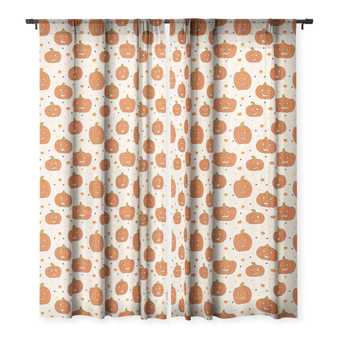 Lathe & Quill Happy Pumpkins Beige Sheer Non Repeat