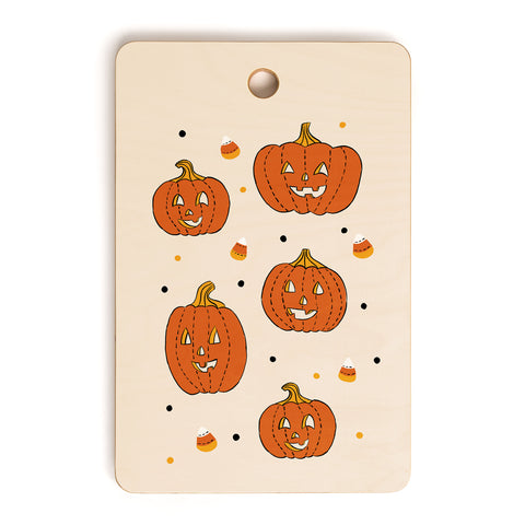 Lathe & Quill Happy Pumpkins Beige Cutting Board Rectangle