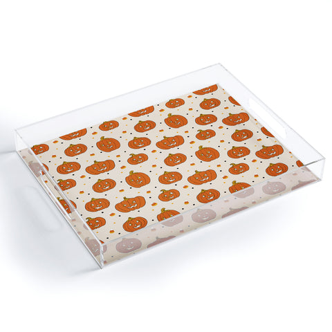 Lathe & Quill Happy Pumpkins Beige Acrylic Tray
