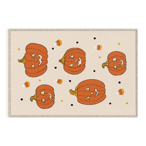 Lathe & Quill Happy Pumpkins Beige Outdoor Rug