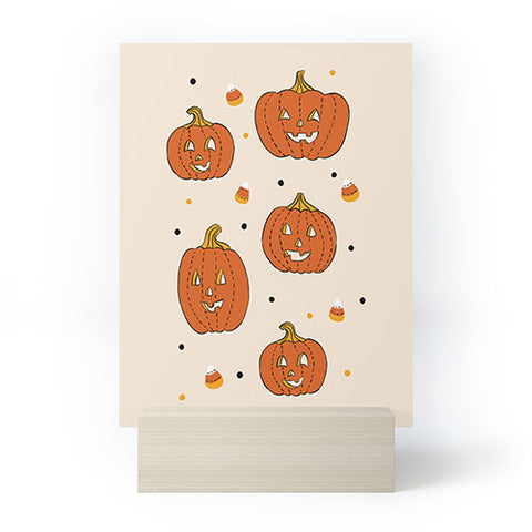Lathe & Quill Happy Pumpkins Beige Mini Art Print