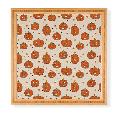 Lathe & Quill Happy Pumpkins Beige Framed Wall Art