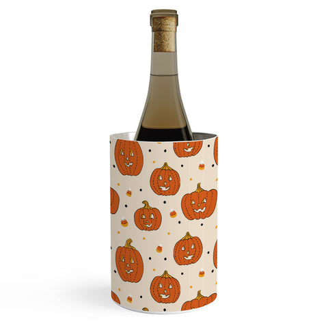Lathe & Quill Happy Pumpkins Beige Wine Chiller