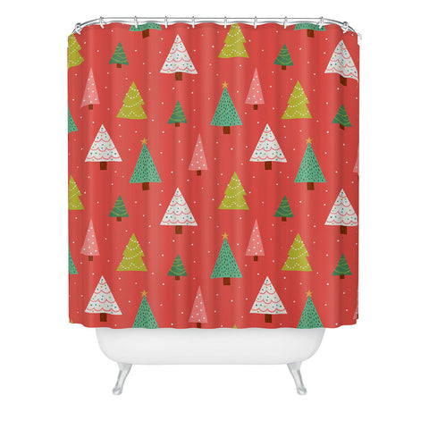 Lathe & Quill Holly Jolly Trees Shower Curtain
