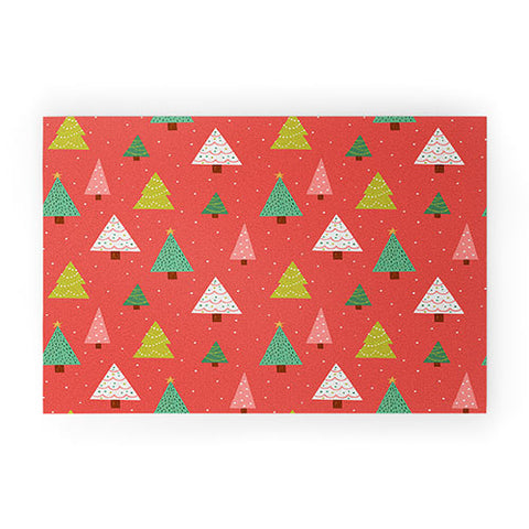 Lathe & Quill Holly Jolly Trees Welcome Mat