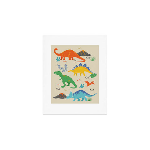 Lathe & Quill Jurassic Dinosaurs in Primary Art Print
