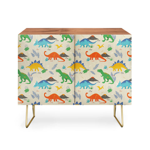 Lathe & Quill Jurassic Dinosaurs in Primary Credenza