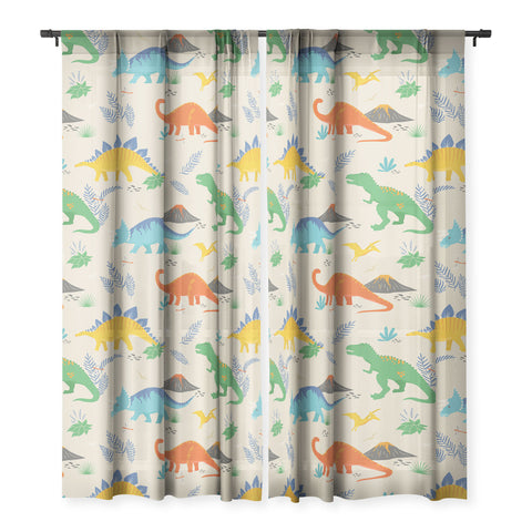 Lathe & Quill Jurassic Dinosaurs in Primary Sheer Non Repeat