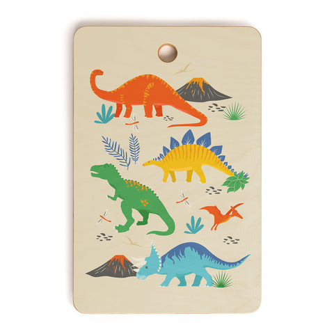 Lathe & Quill Jurassic Dinosaurs in Primary Cutting Board Rectangle