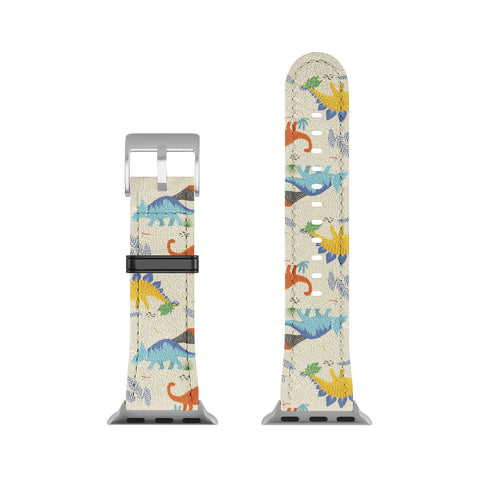 Lathe & Quill Jurassic Dinosaurs in Primary Apple Watch Band