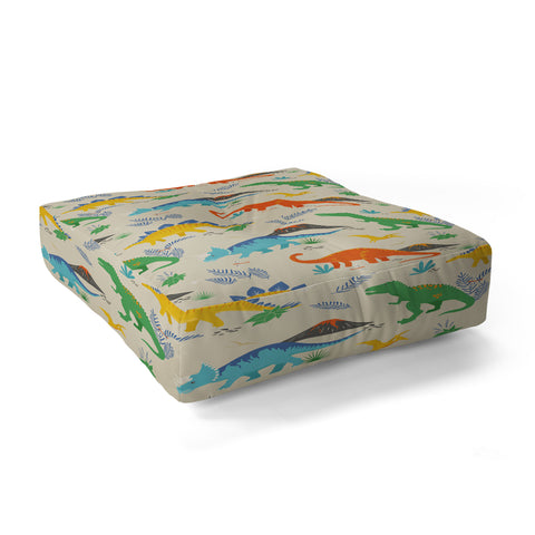 Lathe & Quill Jurassic Dinosaurs in Primary Floor Pillow Square