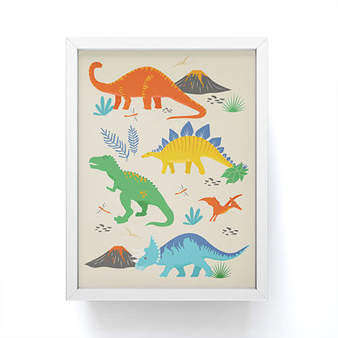 Lathe & Quill Jurassic Dinosaurs in Primary Framed Mini Art Print