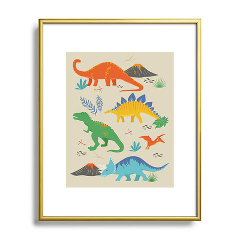 Lathe & Quill Jurassic Dinosaurs in Primary Metal Framed Art Print