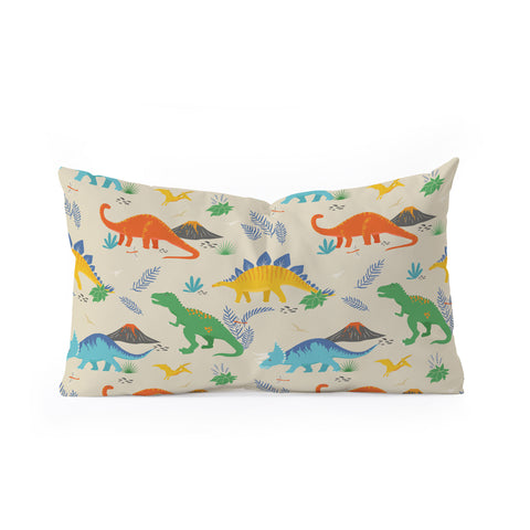 Lathe & Quill Jurassic Dinosaurs in Primary Oblong Throw Pillow