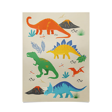 Lathe & Quill Jurassic Dinosaurs in Primary Poster