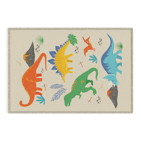 Lathe & Quill Jurassic Dinosaurs in Primary Outdoor Rug