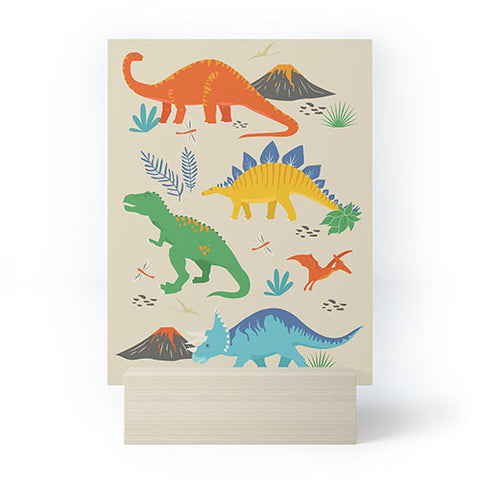 Lathe & Quill Jurassic Dinosaurs in Primary Mini Art Print