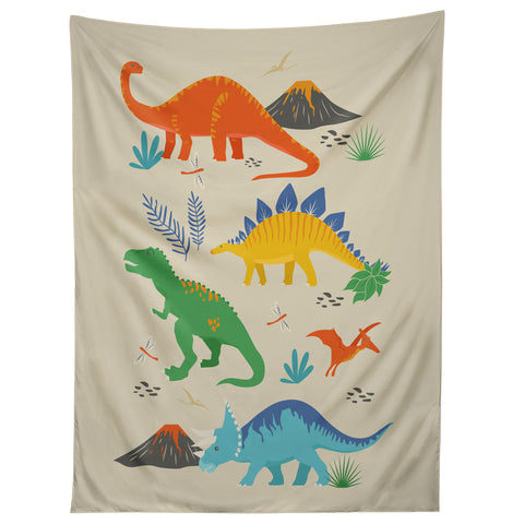 Lathe & Quill Jurassic Dinosaurs in Primary Tapestry