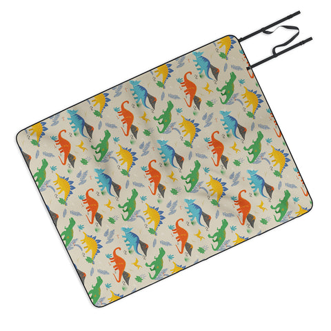 Lathe & Quill Jurassic Dinosaurs in Primary Picnic Blanket