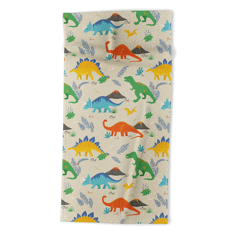 Lathe & Quill Jurassic Dinosaurs in Primary Beach Towel