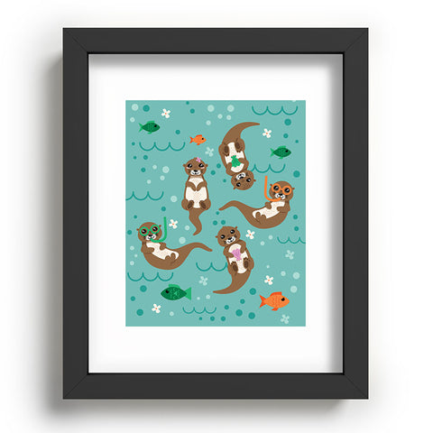 Lathe & Quill Kawaii Otters Playing Underwater Recessed Framing Rectangle