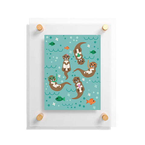 Lathe & Quill Kawaii Otters Playing Underwater Floating Acrylic Print