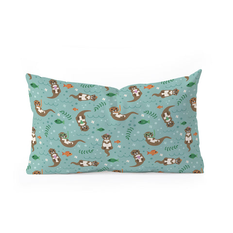 Lathe & Quill Kawaii Otters Playing Underwater Oblong Throw Pillow