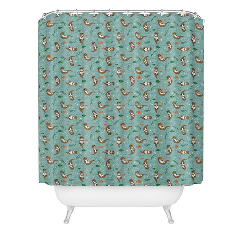 Lathe & Quill Kawaii Otters Playing Underwater Shower Curtain