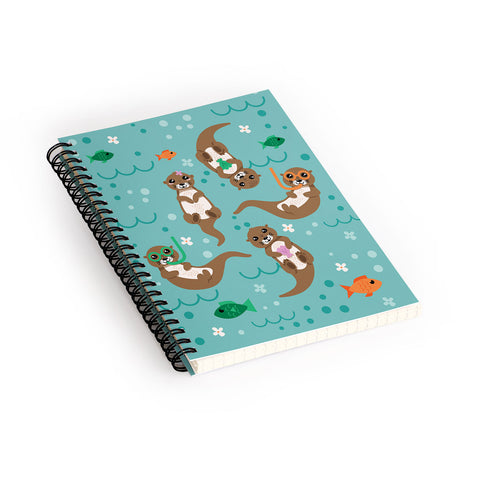 Lathe & Quill Kawaii Otters Playing Underwater Spiral Notebook