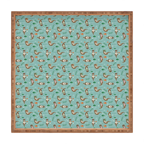 Lathe & Quill Kawaii Otters Playing Underwater Square Tray