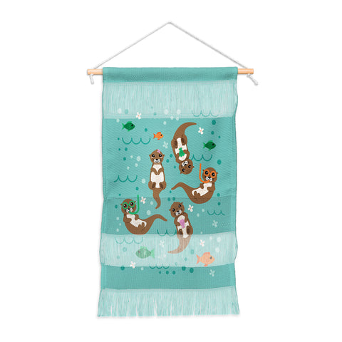 Lathe & Quill Kawaii Otters Playing Underwater Wall Hanging Portrait