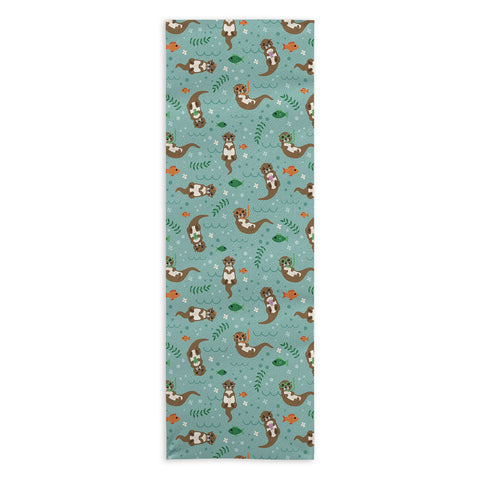 Lathe & Quill Kawaii Otters Playing Underwater Yoga Towel