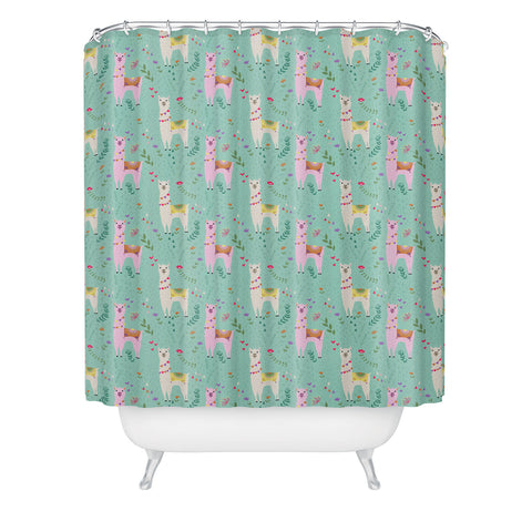 Lathe & Quill Llama Pattern Shower Curtain