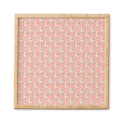 Lathe & Quill Lovely Llama on Pink Framed Wall Art