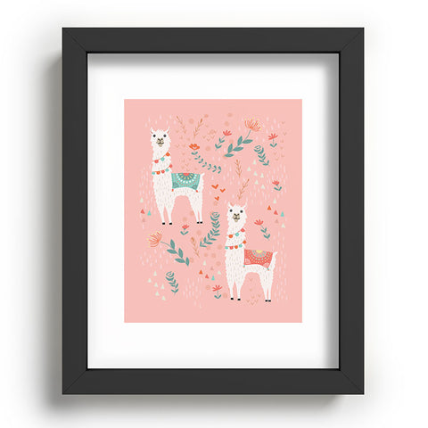 Lathe & Quill Lovely Llama on Pink Recessed Framing Rectangle