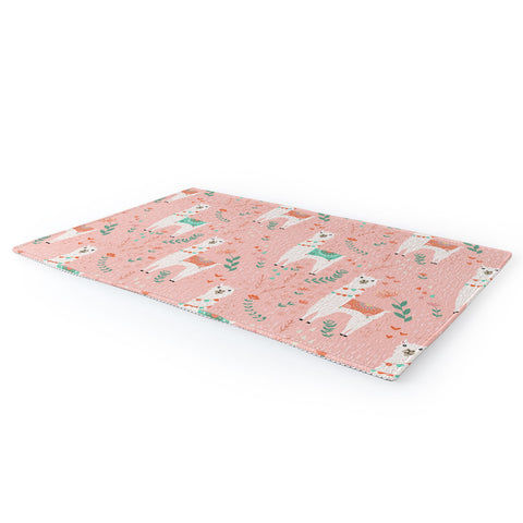 Lathe & Quill Lovely Llama on Pink Area Rug
