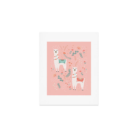 Lathe & Quill Lovely Llama on Pink Art Print