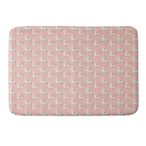 Lathe & Quill Lovely Llama on Pink Memory Foam Bath Mat