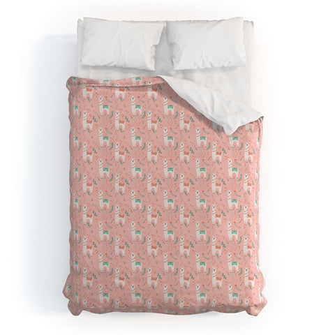 Lathe & Quill Lovely Llama on Pink Duvet Cover