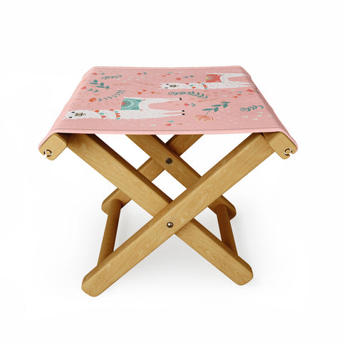 Lathe & Quill Lovely Llama on Pink Folding Stool