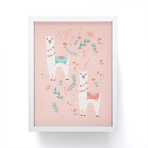 Lathe & Quill Lovely Llama on Pink Framed Mini Art Print