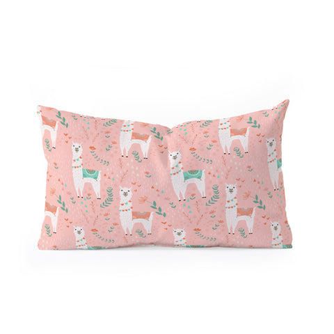 Lathe & Quill Lovely Llama on Pink Oblong Throw Pillow