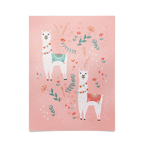 Lathe & Quill Lovely Llama on Pink Poster